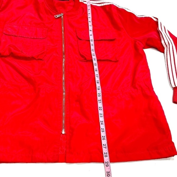 Vintage Mega Wear Mens Red White Stripe Windbreaker Track Jacket - Picture 7 of 12